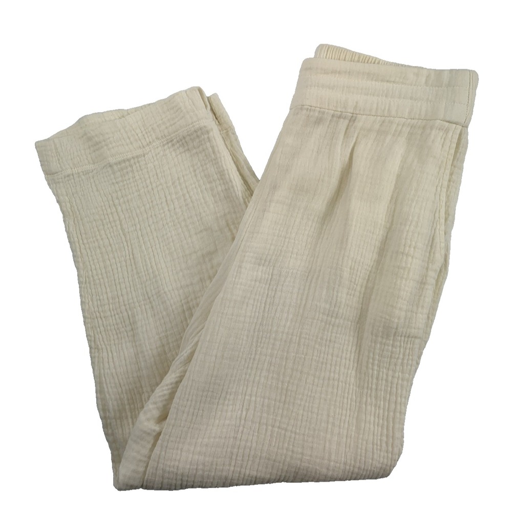 Soft Surroundings Beach Bound Pull On Gauze Crop Pants Cream Ivory Womens Small